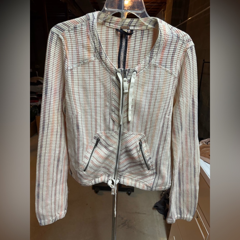 Free People Multicolor Striped Bomber Jacket